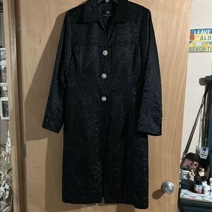 Sandra Darren Black Trench Coat Classic Design